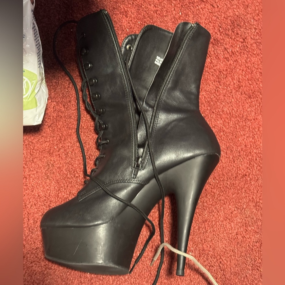 Black High Heel Platform Boots